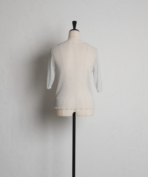 tocco closet(トッコ クローゼット)の「ラメシアーメローカットプルオーバー(Tシャツ/カットソー・レディース・グレー/オフホワイト/ブラック・M)」の20枚目の写真