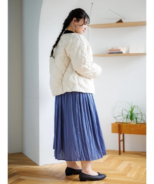 【大きいサイズ】シームレスノーカラーダウンジャケット（テーラードジャケット）｜Re-J&SUPURE（リジェイアンドスプル）