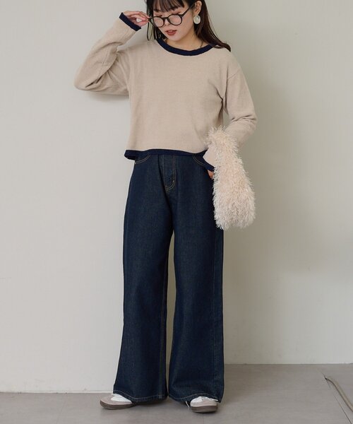 CIAOPANIC TYPY（チャオパニックティピー）の「前後２WAYモールヤーン配色アンサンブルニットキャミワンピース（ワンピース・レディース・グレー/アイボリー/ブラック・ONE SIZE）」の21枚目の写真