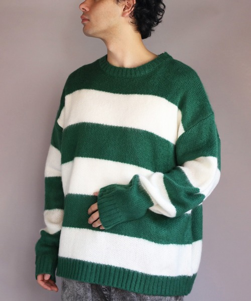 ８(eight)（エイト）の「モヘアタッチクルーネックセーター（ニット/セーター・メンズ・ブラック/ブラック×レッド/グレー系その他/チャコールグレー/ライトグレー/ベージュ系その他/グリーン系その他/マスタード/ブルー/グリーン・LARGE/MEDIUM）」の2枚目の写真