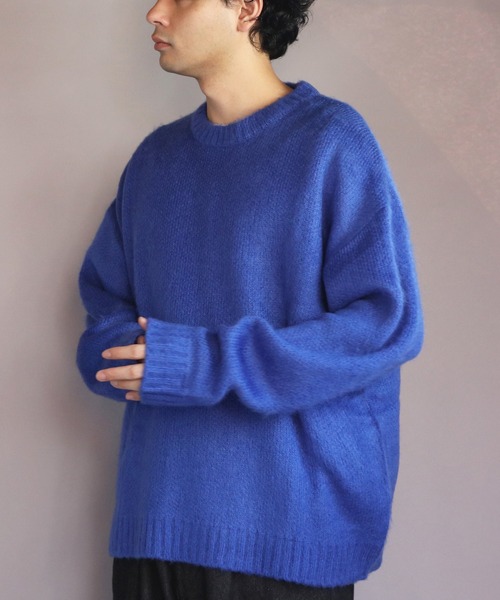 ８(eight)（エイト）の「モヘアタッチクルーネックセーター（ニット/セーター・メンズ・ブラック/ブラック×レッド/グレー系その他/チャコールグレー/ライトグレー/ベージュ系その他/グリーン系その他/マスタード/ブルー/グリーン・LARGE/MEDIUM）」の9枚目の写真