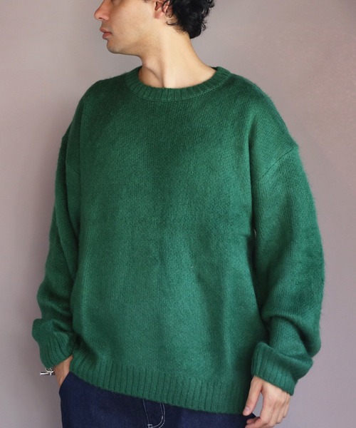 ８(eight)（エイト）の「モヘアタッチクルーネックセーター（ニット/セーター・メンズ・ブラック/ブラック×レッド/グレー系その他/チャコールグレー/ライトグレー/ベージュ系その他/グリーン系その他/マスタード/ブルー/グリーン・LARGE/MEDIUM）」の8枚目の写真