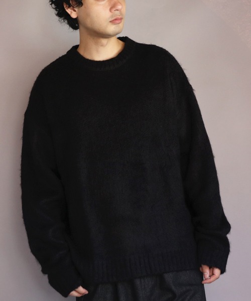 ８(eight)（エイト）の「モヘアタッチクルーネックセーター（ニット/セーター・メンズ・ブラック/ブラック×レッド/グレー系その他/チャコールグレー/ライトグレー/ベージュ系その他/グリーン系その他/マスタード/ブルー/グリーン・LARGE/MEDIUM）」の12枚目の写真