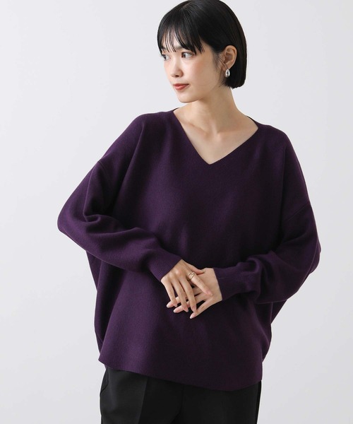 Gready Brilliant（グレディブリリアン）の「ミラノリブネックドロップニット（ニット/セーター・レディース・パープル/ブラウン/チャコールグレー/サックスブルー/ピンク/レッド・FREE）」の5枚目の写真
