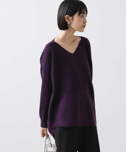 Gready Brilliant（グレディブリリアン）の「ミラノリブネックドロップニット（ニット/セーター・レディース・パープル/ブラウン/チャコールグレー/サックスブルー/ピンク/レッド・FREE）」の12枚目の写真