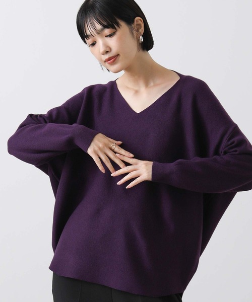 Gready Brilliant（グレディブリリアン）の「ミラノリブネックドロップニット（ニット/セーター・レディース・パープル/ブラウン/チャコールグレー/サックスブルー/ピンク/レッド・FREE）」の15枚目の写真