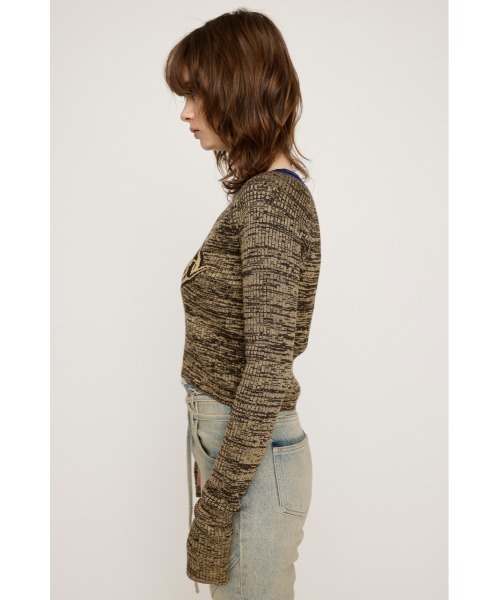 SLY（スライ）の「MELANGE LOGO JQ TOPS メランジ ロゴ ジャガード トップス（ニット/セーター・レディース・ブラック/ライトブルー/ブラウン・FREE）」の15枚目の写真