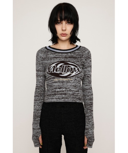 SLY（スライ）の「MELANGE LOGO JQ TOPS メランジ ロゴ ジャガード トップス（ニット/セーター・レディース・ブラック/ライトブルー/ブラウン・FREE）」の21枚目の写真