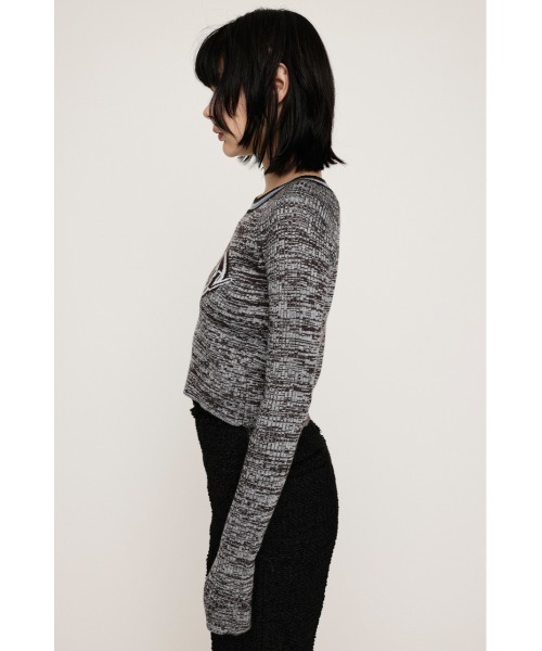 SLY（スライ）の「MELANGE LOGO JQ TOPS メランジ ロゴ ジャガード トップス（ニット/セーター・レディース・ブラック/ライトブルー/ブラウン・FREE）」の22枚目の写真
