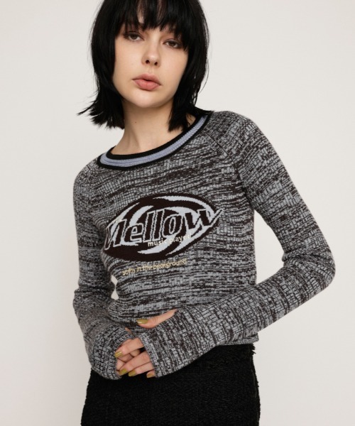 セール】MELANGE LOGO JQ TOPS メランジ ロゴ ジャガード トップス