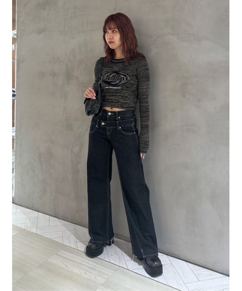 maly logo tops 正規品 セール】MELANGE LOGO JQ TOPS メランジ ロゴ ジャガード