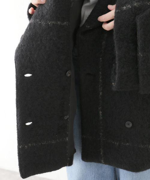 SEEALL(シーオール)の「SEEALL OVERSIZED DOUBLE BREASTED COAT SAW41 JK101:コート(その他アウター・レディース・ブラック・38)」の8枚目の写真