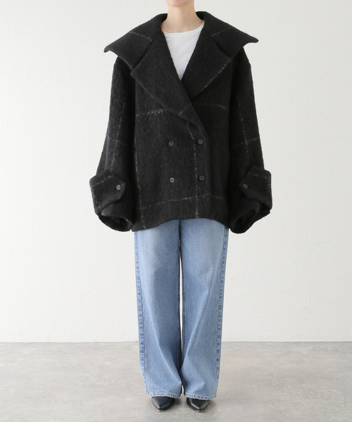 SEEALL(シーオール)の「SEEALL OVERSIZED DOUBLE BREASTED COAT SAW41 JK101:コート(その他アウター・レディース・ブラック・38)」の16枚目の写真