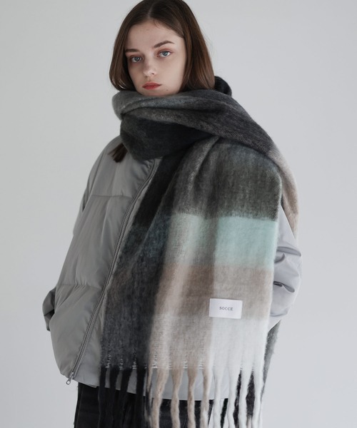 Kamiyaフリンジ付きマフラー グレー系 Kamiyaフリンジ付きマフラー グレー系 Kamiyaフリンジ付きマフラー