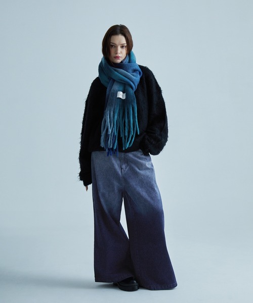 完売　メゾンスペシャル ブロックチェックシャギーニットマフラー Shaggy knit Muffler/シャギーニットマフラー【MAISON SPECIAL
