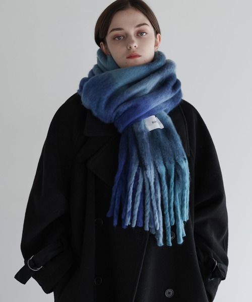 ブロックチェックシャギーフリンジマフラー（マフラー）｜SOCCE