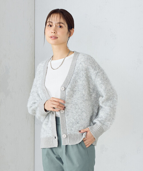 COMME CA ISM(コムサイズム)の「ミックスカラー ブークレカーディガン(カーディガン/ボレロ・レディース・ライトグレー/ピンク/ブルー・FREE)」の6枚目の写真