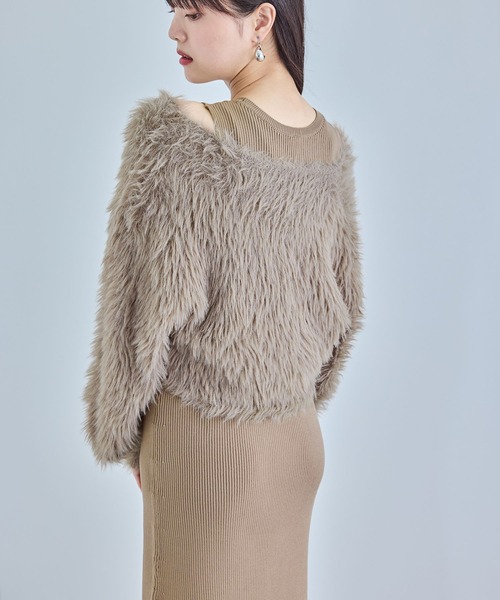 VIS（ビス）の「【SET】カシュクールシャギーレイヤードワンピース（ワンピース・レディース・オフホワイト/ライトグレー/ブラウン・FREE）」の9枚目の写真