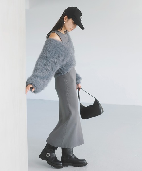 VIS（ビス）の「【SET】カシュクールシャギーレイヤードワンピース（ワンピース・レディース・オフホワイト/ライトグレー/ブラウン・FREE）」の19枚目の写真