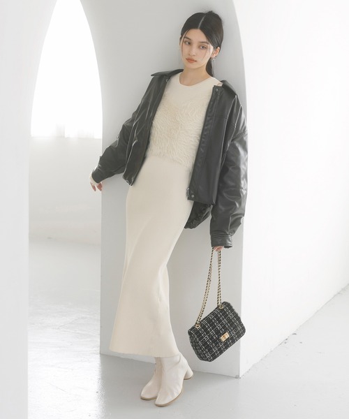 VIS（ビス）の「【SET】カシュクールシャギーレイヤードワンピース（ワンピース・レディース・オフホワイト/ライトグレー/ブラウン・FREE）」の22枚目の写真