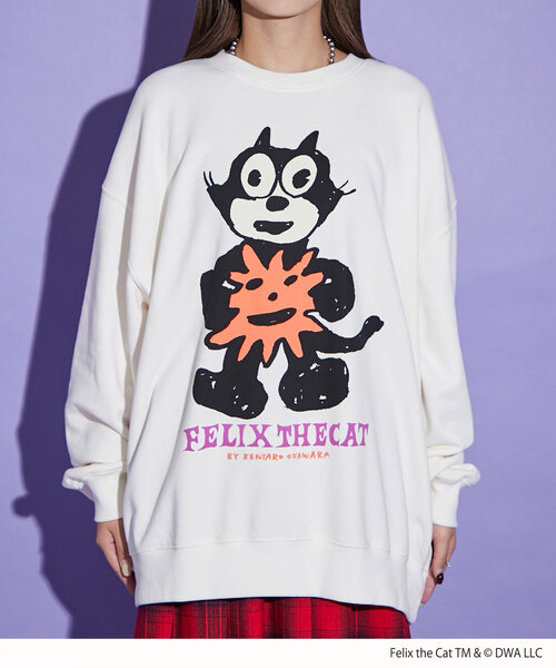 CIAOPANIC（チャオパニック）の「【FELIX THE CAT/フィリックス・ザ・キャット】ロゴスウェット（Tシャツ/カットソー・レディース・ブラック/アイボリー/イエロー・FREE）」の11枚目の写真