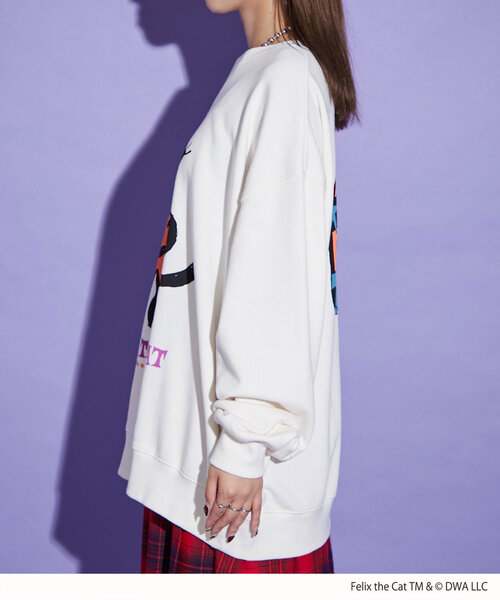 CIAOPANIC（チャオパニック）の「【FELIX THE CAT/フィリックス・ザ・キャット】ロゴスウェット（Tシャツ/カットソー・レディース・ブラック/アイボリー/イエロー・FREE）」の12枚目の写真