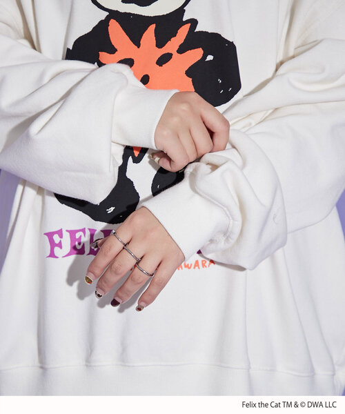 CIAOPANIC（チャオパニック）の「【FELIX THE CAT/フィリックス・ザ・キャット】ロゴスウェット（Tシャツ/カットソー・レディース・ブラック/アイボリー/イエロー・FREE）」の14枚目の写真