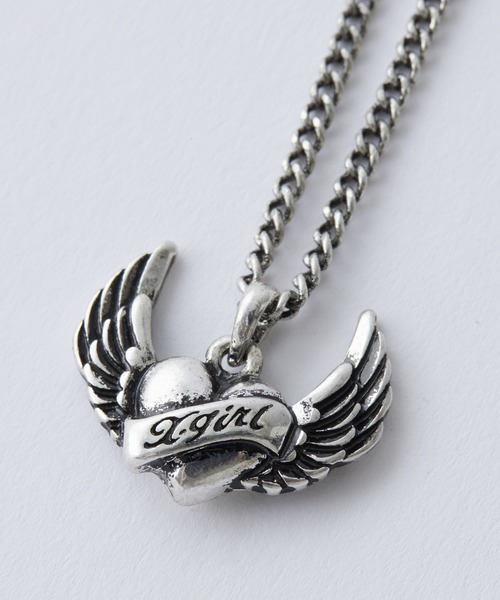 X-girl(エックスガール)の「HEART AND WING CHARM NECKLACE(ネックレス・レディース・シルバー・ONE SIZE)」の5枚目の写真