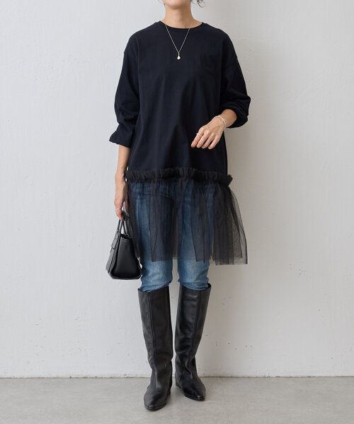BEARDSLEY（ビアズリー）の「チュールコンビロングTee（Tシャツ/カットソー・レディース・ブラック・FREE）」の2枚目の写真