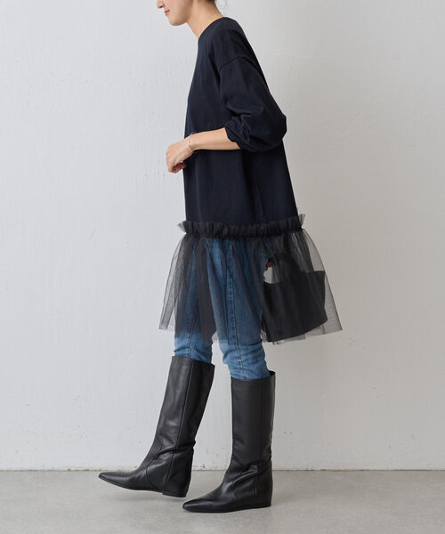 BEARDSLEY（ビアズリー）の「チュールコンビロングTee（Tシャツ/カットソー・レディース・ブラック・FREE）」の4枚目の写真