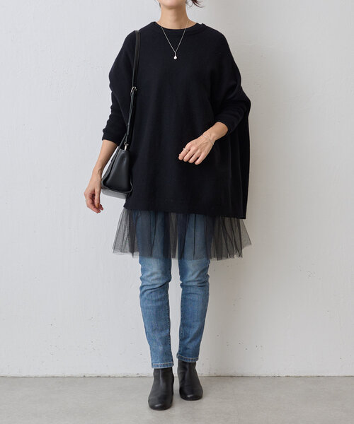 BEARDSLEY（ビアズリー）の「チュールコンビロングTee（Tシャツ/カットソー・レディース・ブラック・FREE）」の9枚目の写真