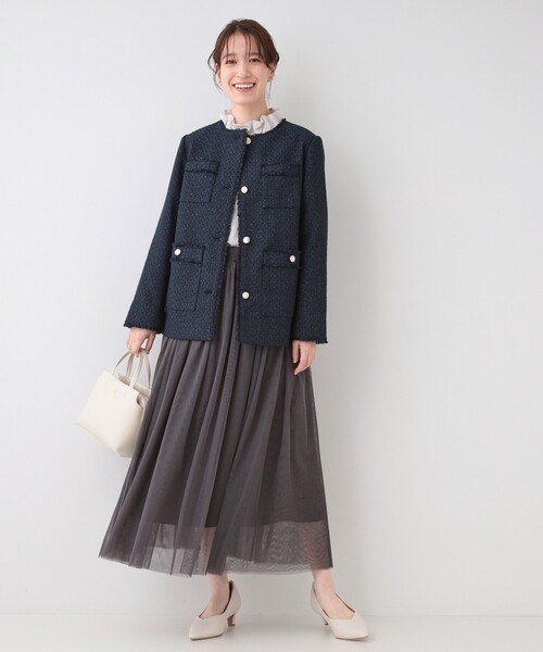 SHOO・LA・RUE（シューラルー）の「【S-3L/洗える/セレモニー】さらり軽やか フリルスタンドカラーブラウス（シャツ/ブラウス・レディース・オフホワイト/ライトグレー/ブラック・01/02/03/04/05）」の20枚目の写真