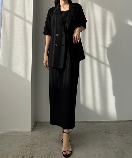 Louere（ルエレ）の「リネンライク半袖ジャケット＋IラインキャミワンピースSET（セットアップ・レディース・チャコール/ブラック/ベージュ系その他・MEDIUM/SMALL/X-LARGE/LARGE）」の14枚目の写真
