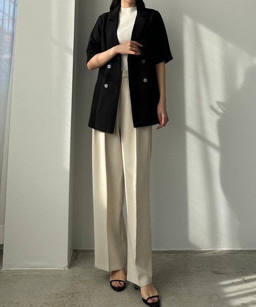 Louere（ルエレ）の「リネンライク半袖ジャケット＋IラインキャミワンピースSET（セットアップ・レディース・チャコール/ブラック/ベージュ系その他・MEDIUM/SMALL/X-LARGE/LARGE）」の18枚目の写真