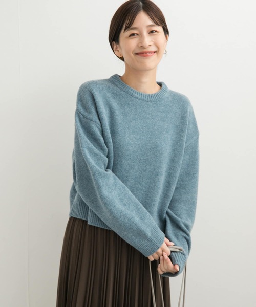 NKNIT ダークグリーン　短丈ニットセーター セール】ショート丈ウールニット（ニット/セーター）｜URBAN