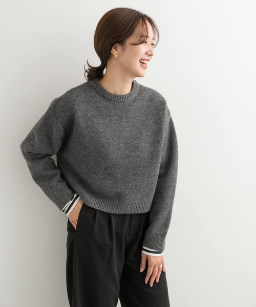 URBAN RESEARCH DOORS（アーバンリサーチドアーズ）の「ショート丈ウールニット（ニット/セーター・レディース・ブラウン/チャコールグレー/ブルー・MEDIUM）」の17枚目の写真