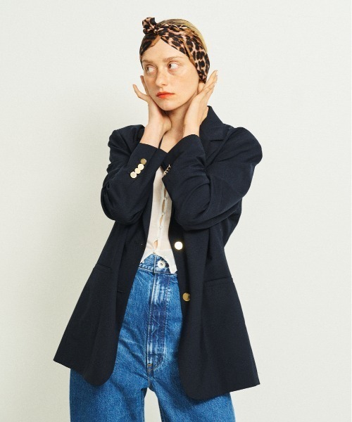 Rouge vif（ルージュヴィフ）の「ビッグシルエットシングルジャケット（テーラードジャケット・レディース・ネイビー/ブラック・38/36）」の3枚目の写真