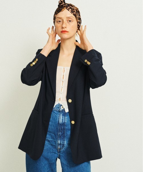 Rouge vif（ルージュヴィフ）の「ビッグシルエットシングルジャケット（テーラードジャケット・レディース・ネイビー/ブラック・38/36）」の4枚目の写真