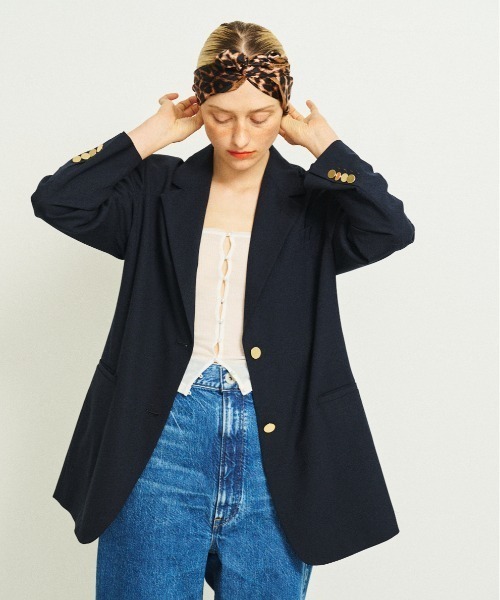 Rouge vif（ルージュヴィフ）の「ビッグシルエットシングルジャケット（テーラードジャケット・レディース・ネイビー/ブラック・38/36）」の5枚目の写真