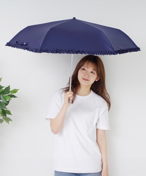 nifty colors（ニフティーカラーズ）の「【日傘 晴雨兼用】sun shade frillmini 50㎝（折りたたみ傘・レディース・ブラック/ホワイト/ベージュ/ネイビー・FREE）」の22枚目の写真