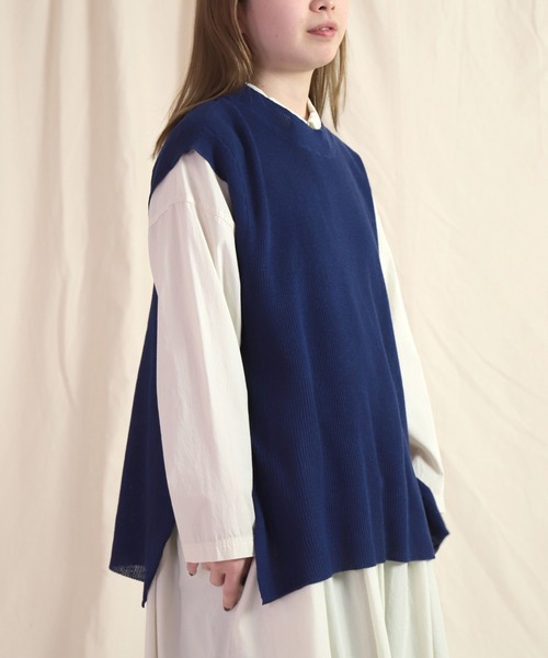 prit（プリット）の「[ prit ] リネンコットン 12G片畦編み クルーネックベスト（ベスト・レディース・ブラック/ベージュ/ネイビー・FREE）」の16枚目の写真