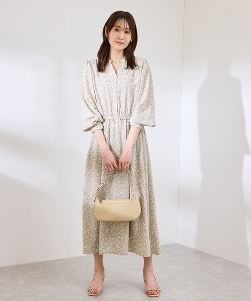 セール】小花柄スキッパーロングワンピース（ワンピース）｜ROPE