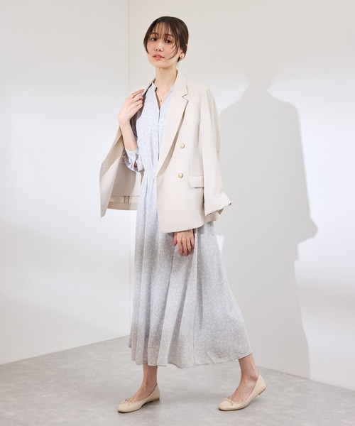 セール】小花柄スキッパーロングワンピース（ワンピース）｜ROPE