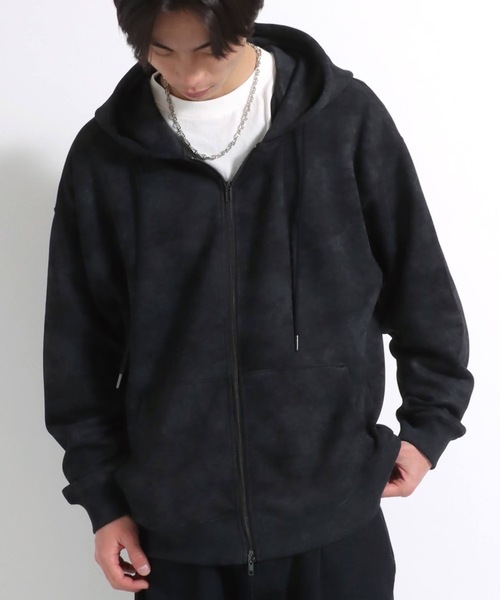 セール】ケミカルウォッシュ加工 ポンチスウェットジップ