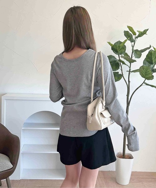apres jour clair(アプレジュールクレア)の「【apres jour clair】ラメリブヘンリートップス【ZOZOTOWN限定アイテム】(Tシャツ/カットソー・レディース・グレー/アイボリー・X-LARGE/フリー)」の11枚目の写真