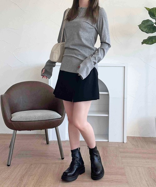apres jour clair(アプレジュールクレア)の「【apres jour clair】ラメリブヘンリートップス【ZOZOTOWN限定アイテム】(Tシャツ/カットソー・レディース・グレー/アイボリー・X-LARGE/フリー)」の12枚目の写真