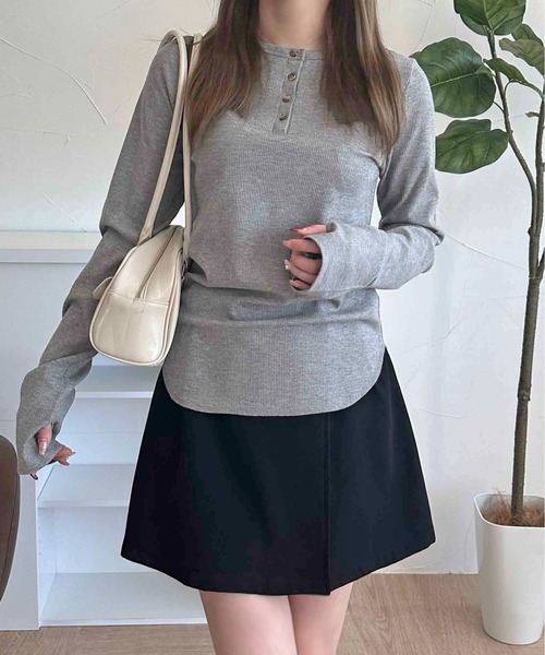 apres jour clair(アプレジュールクレア)の「【apres jour clair】ラメリブヘンリートップス【ZOZOTOWN限定アイテム】(Tシャツ/カットソー・レディース・グレー/アイボリー・X-LARGE/フリー)」の9枚目の写真