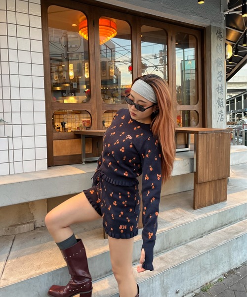 HTH(エイチティーエイチ)の「【jouetie×HTH】フリルフラワーニットパンツ(その他パンツ・レディース・グレー/ネイビー・FREE)」の5枚目の写真