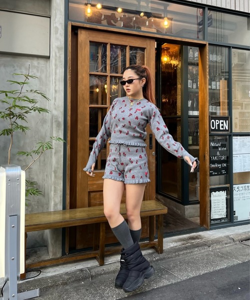 HTH(エイチティーエイチ)の「【jouetie×HTH】フリルフラワーニットパンツ(その他パンツ・レディース・グレー/ネイビー・FREE)」の7枚目の写真