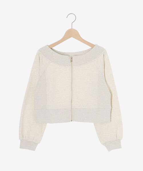 MAJESTIC LEGON(マジェスティックレゴン)の「オフショルジップスウェット(スウェット・レディース・グレー/ピンクベージュ/オートミール・MEDIUM)」の5枚目の写真